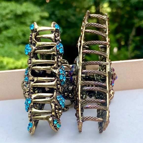 Pair of Vintage-Style Bejeweled Hair Claw Clips NWOT - Picture 10 of 11